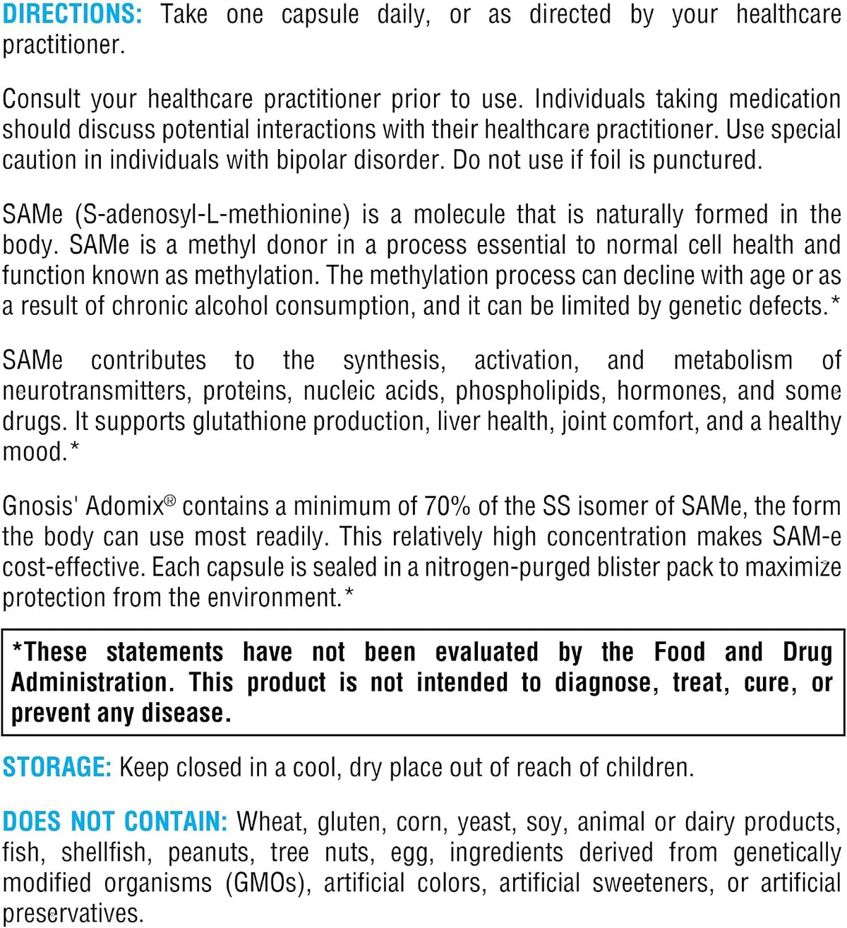 XYMOGEN SAM-e - S-Adenosil-L-Metionina - – Función cognitiva: La metilación adecuada es necesaria para la – Image 4