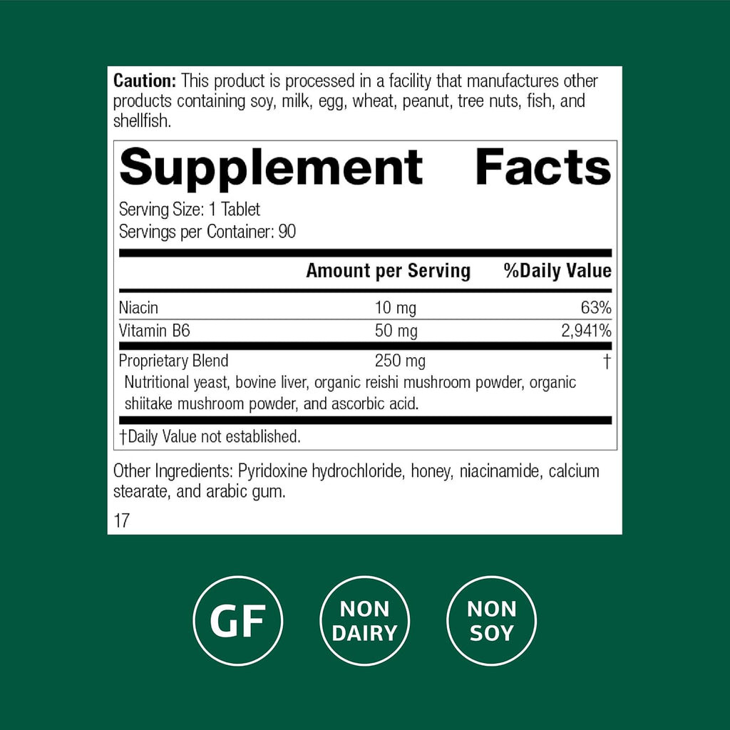 Standard Process B6-Niacinamida - Suplemento de Vitaminas B6 y Niacinamida - 90 Comprimidos