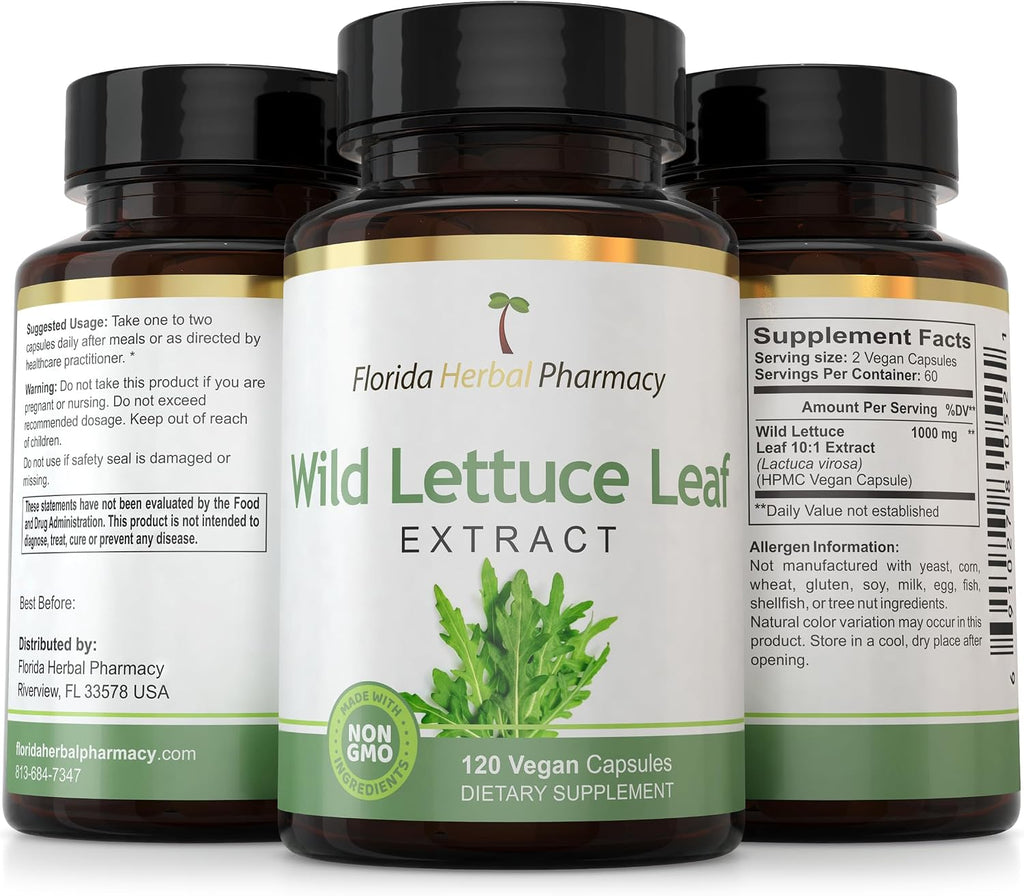 Wild Lettuce Leaf Extract Cápsulas (Pack de 3) - Florida Herbal Pharmacy