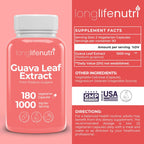 Extracto de Hoja de Guayaba 1000mg - Suplemento Orgánico, 180 Cápsulas Vegetales