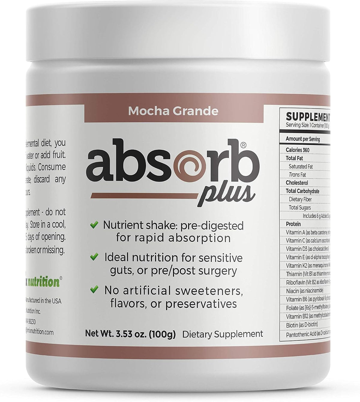 Absorb Plus Isolate Protein - Suplemento Dietético para la Salud Digestiva, Apoyo Nutricional Extra, No-GMO, Sin Gluten, Sin – Image 1