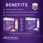 MemoryXL - Magnesio L-Treonato con Fosfatidilserina y Vitaminas - 30 sticks sabor arándano limón