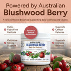 Blushwood Berry Daily Cell Defense - Polvo de apoyo inmunológico y celular con Soursop, Kakadu Plum, Granada y Arándano - 180g