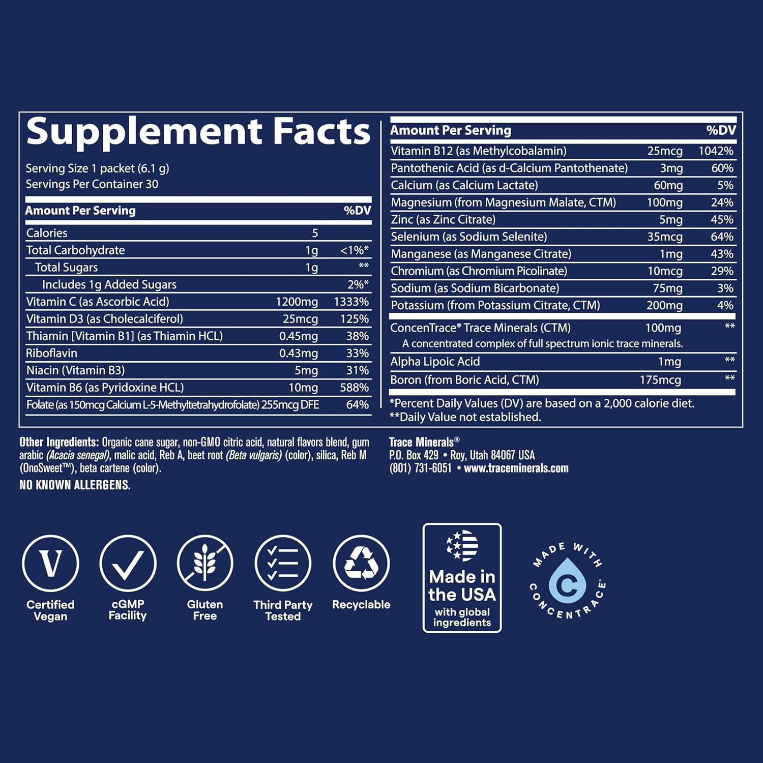 Trace Minerals Power Pak Sobres de Electrolitos en Polvo - Guayaba Maracuyá (30 sobres)