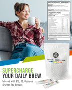 VitaPerk Polvo Multivitamínico sin Sabor - 30 Sobres con 15 Vitaminas, Minerales, Té Verde y Guaraná