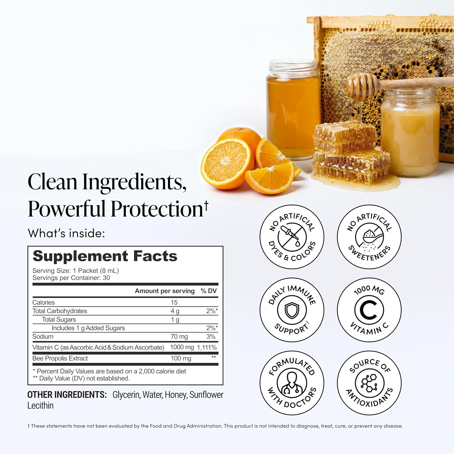 Vitamina C Liposomal con Própolis y Miel Orgánica - 1000 mg - 30 sticks