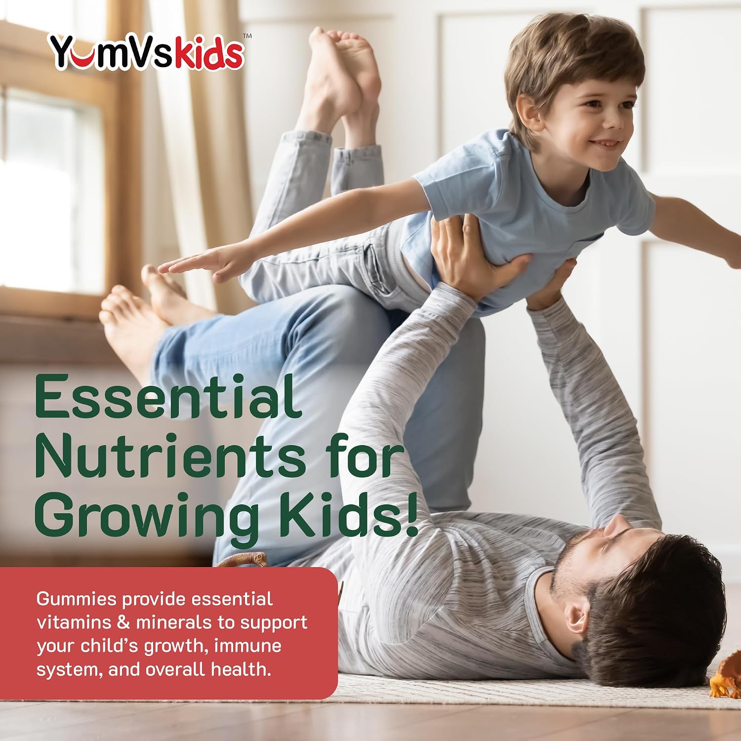 YumVs Kids Multivitamin Gummies - Gomitas Multivitamínicas para Niños con Vitaminas y Minerales - Sabor Fruta - 60 Gomitas