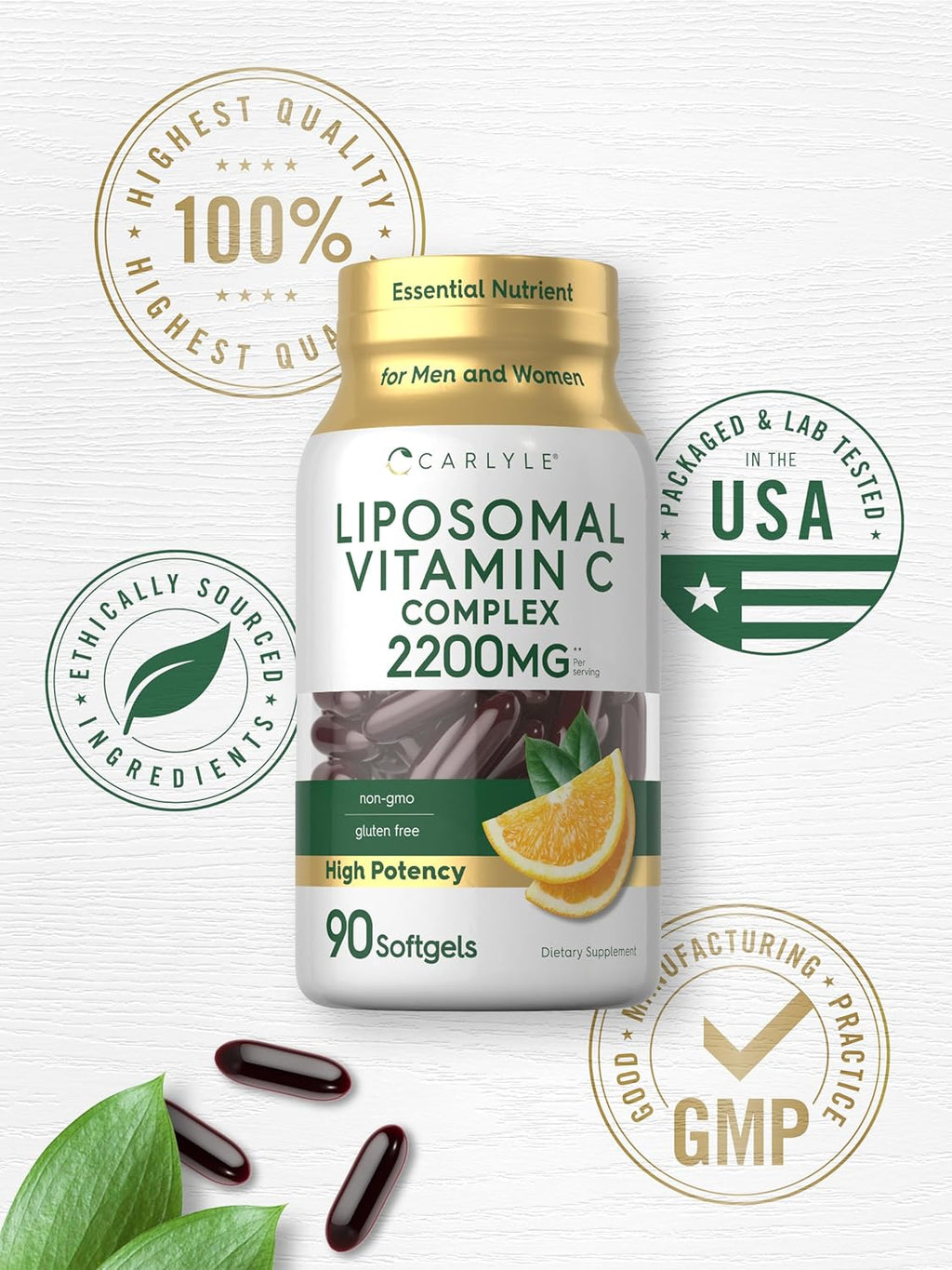 Carlyle Vitamina C Liposomal 2200 mg - 90 Cápsulas Blandas