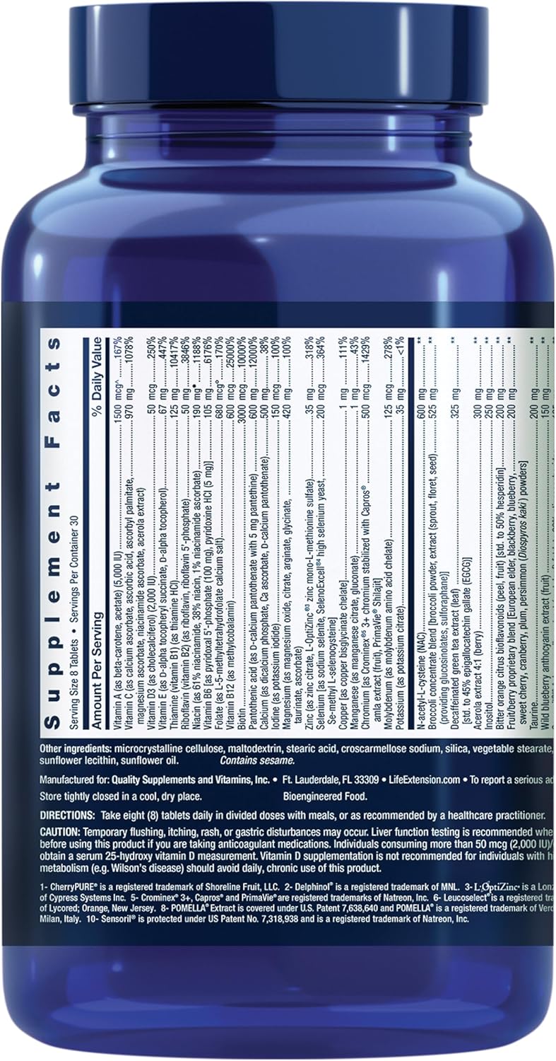 Life Extension Mix, 240 comprimidos - Complejo multivitamínico y mineral con extractos de frutas y vegetales