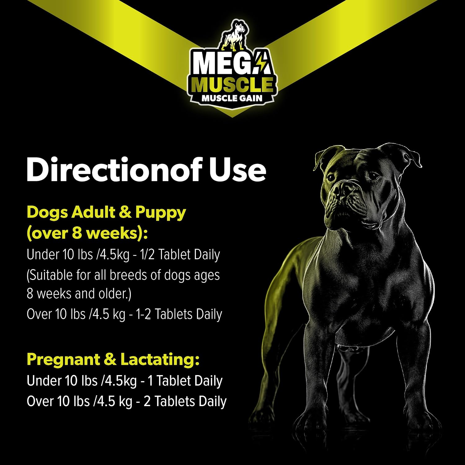 Mega Muscle para Perros - Comprimibles Multivitamínicos con Alto Contenido de Proteínas - Sabor a Pollo, 60 unidades