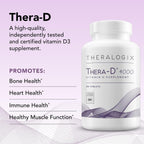 Theralogix Thera-D 4000 - Vitamina D3 4000 UI (100 mcg) - 90 Comprimidos - Apoyo Inmunológico y Óseo