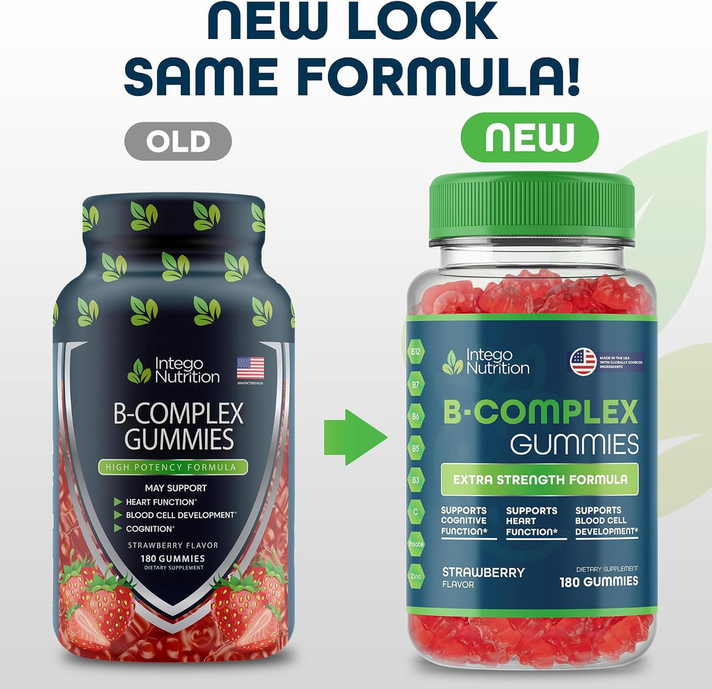 Complejo de Vitaminas B en Gominolas para Adultos, Sabor Fresa Natural, 180 Gomitas