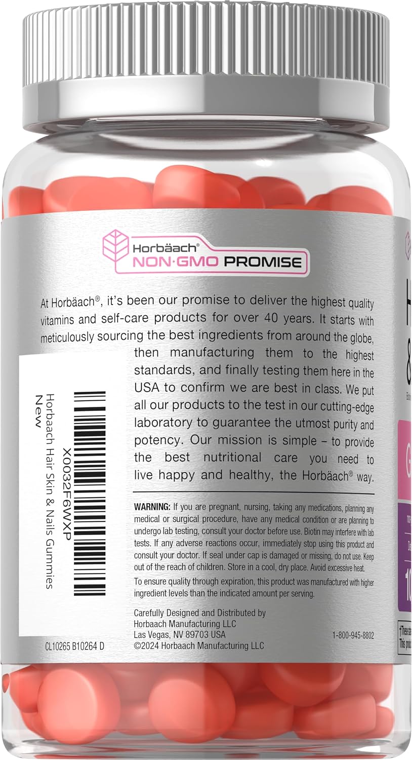 Gominolas de Biotina para Cabello, Piel y Uñas - 100 Unidades - Sabor Fruta - Sin Gluten - No GMO
