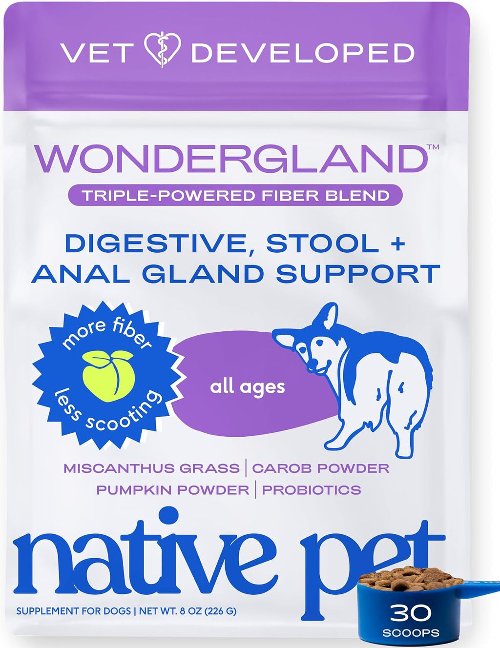 Native Pet Probióticos para Perros – Polvo Probiótico para la Salud Digestiva e Intestinal, Formulado por Veterinarios con 6 Mil Millones de UFC y Cepas Específicas para Perros – 120 Dosis