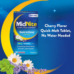 MidNite Back to Sleep Baja Dosis, Melatonina 1.5 mg, Ayuda para Dormir, 30 Comprimidos de Fusión Rápida