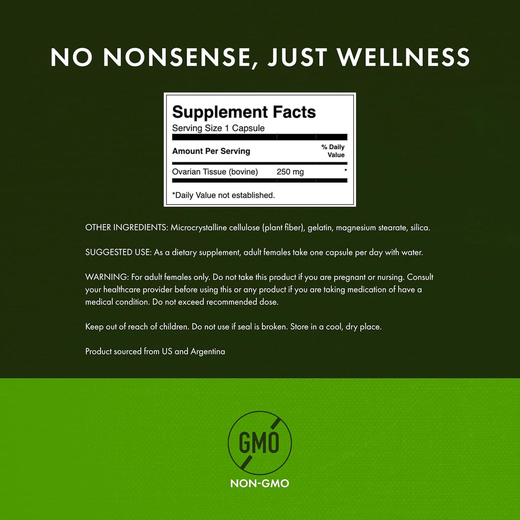 Swanson Glandular Ovarian Supplement - Female Support - 60 Capsules 250 mg