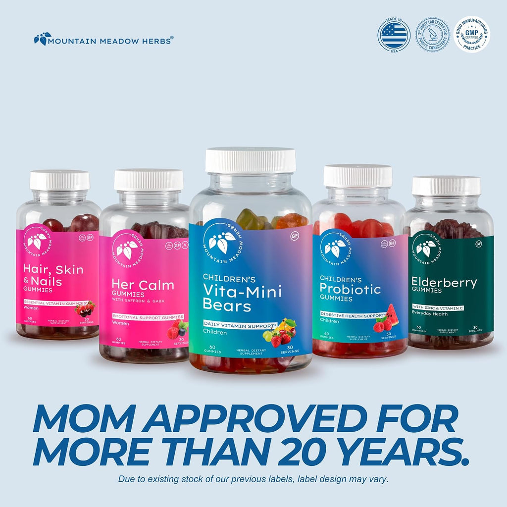 Mountain Meadow Herbs Vita-Mini Bears Multivitamínico para Niños con Gominolas de Frutas, 60 unidades