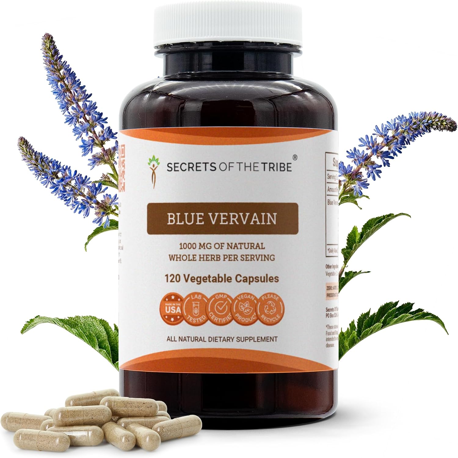 Secrets of the Tribe Blue Vervain 120 Cápsulas, 1000 mg