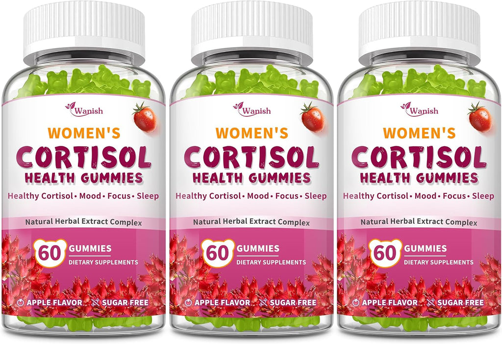 Wanish Gominolas de Cortisol para Mujeres - 60 Gominolas Sabor Manzana