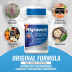 Vita Sciences Migravent Suplemento para el Alivio de Migrañas con Vitamina B2, Riboflavina, Magnesio, Coenzima CoQ10, Petasita Libre de PA, Bioperina, Extractos Herbales Premium (60 Cápsulas, Pack de 6)