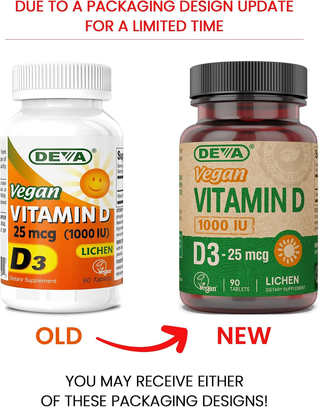Deva Vitamina D3 Vegana 1000 UI (25 mcg) - 90 Comprimidos