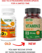 DEVA Vitamina D3 Vegana - 1000 IU - 180 Comprimidos (2 Paquetes de 90)