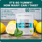 Relaxium Calm Gummies - Gominolas para la Calma, Salud Intestinal y Apoyo Inmune, con Vitamina B6, Magnesio, L-Teanina y Prebióticos, Sabor Limón, 60 unidades