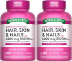 Nature's Truth Hair, Skin & Nails Vitamins | 5000 mcg Biotin | 165 Softgels | with Collagen