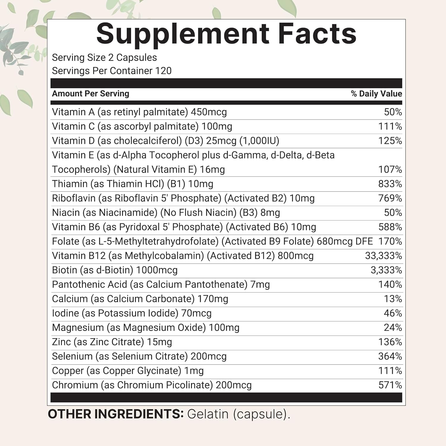 Micro Ingredients Multivitamínico Metilado Puro - 240 Cápsulas | Fórmula 19 en 1 con Vitaminas y Minerales