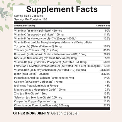 Micro Ingredients Multivitamínico Metilado – Vitamina A (retinil palmitato): Esencial para la visión, la piel y – Image 2