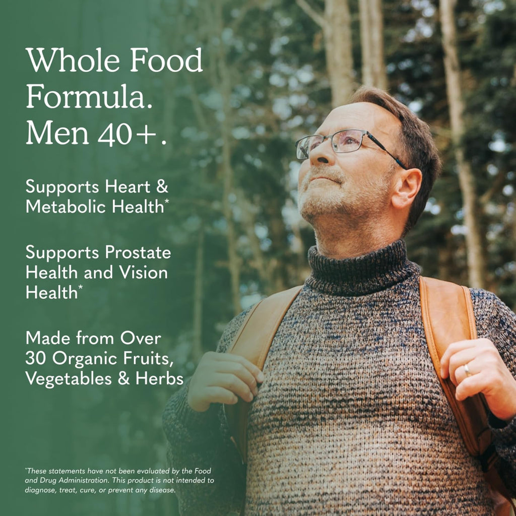 Garden of Life Organics Men's 40+ Multivitamin with Prostate Support, B12 & Vitamins – Vegan Daily Whole Food Multivitamin, Non-GMO, Certified Organic, 120 Tablets