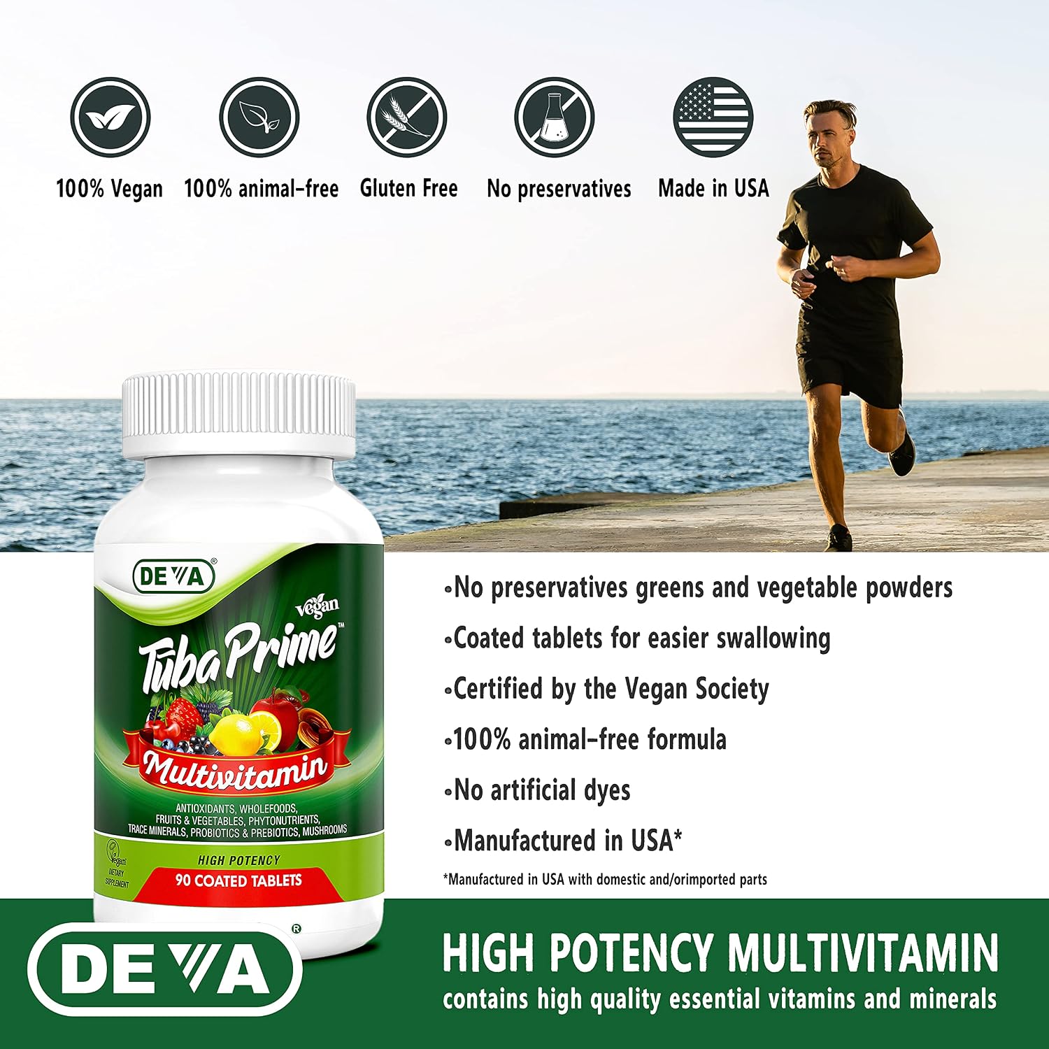 DEVA Tuba Prime Multivitamínico Vegano de Alta Potencia - 90 Comprimidos