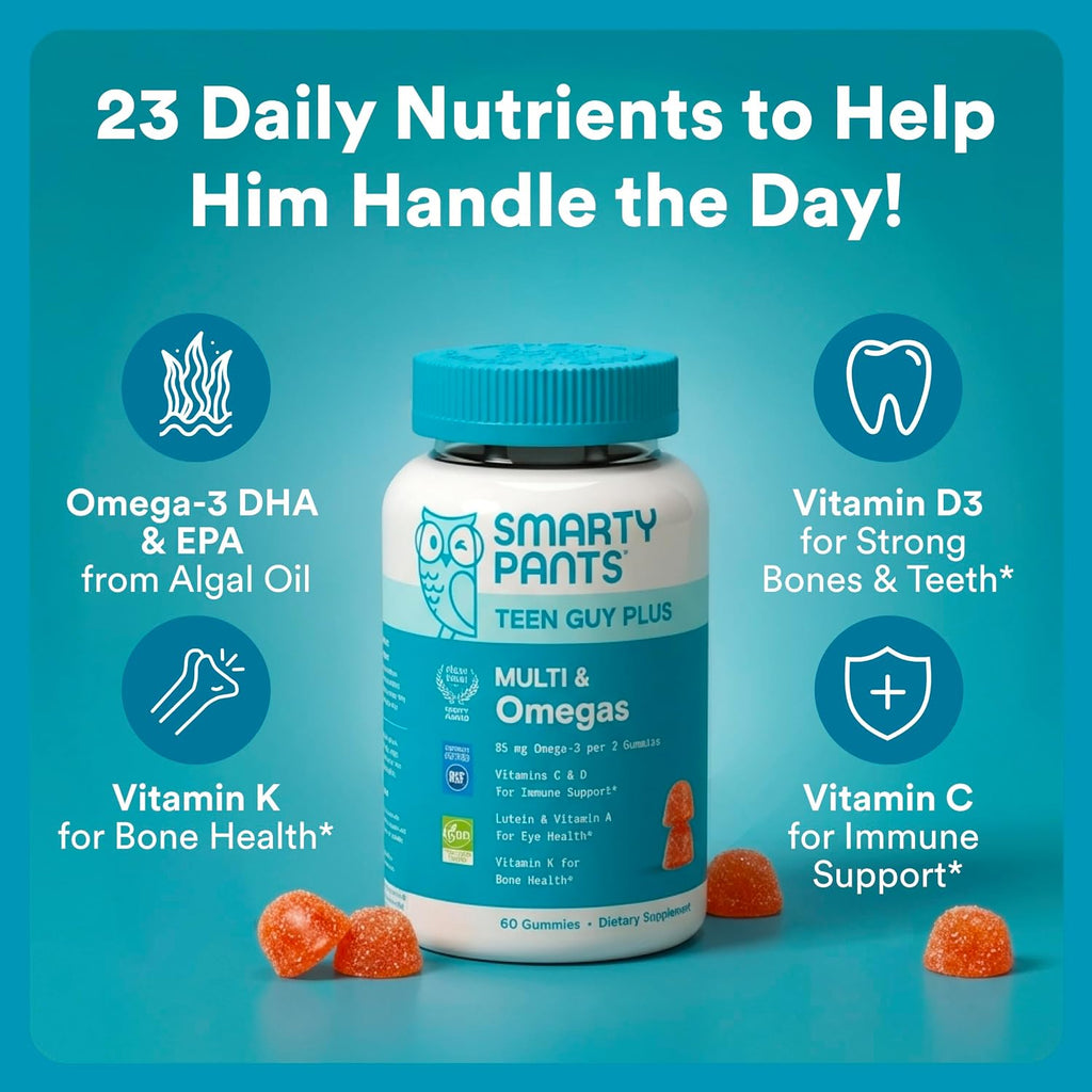 SmartyPants Teen Guy Plus Multi & Omegas Gominolas Multivitamínicas, 60 uds