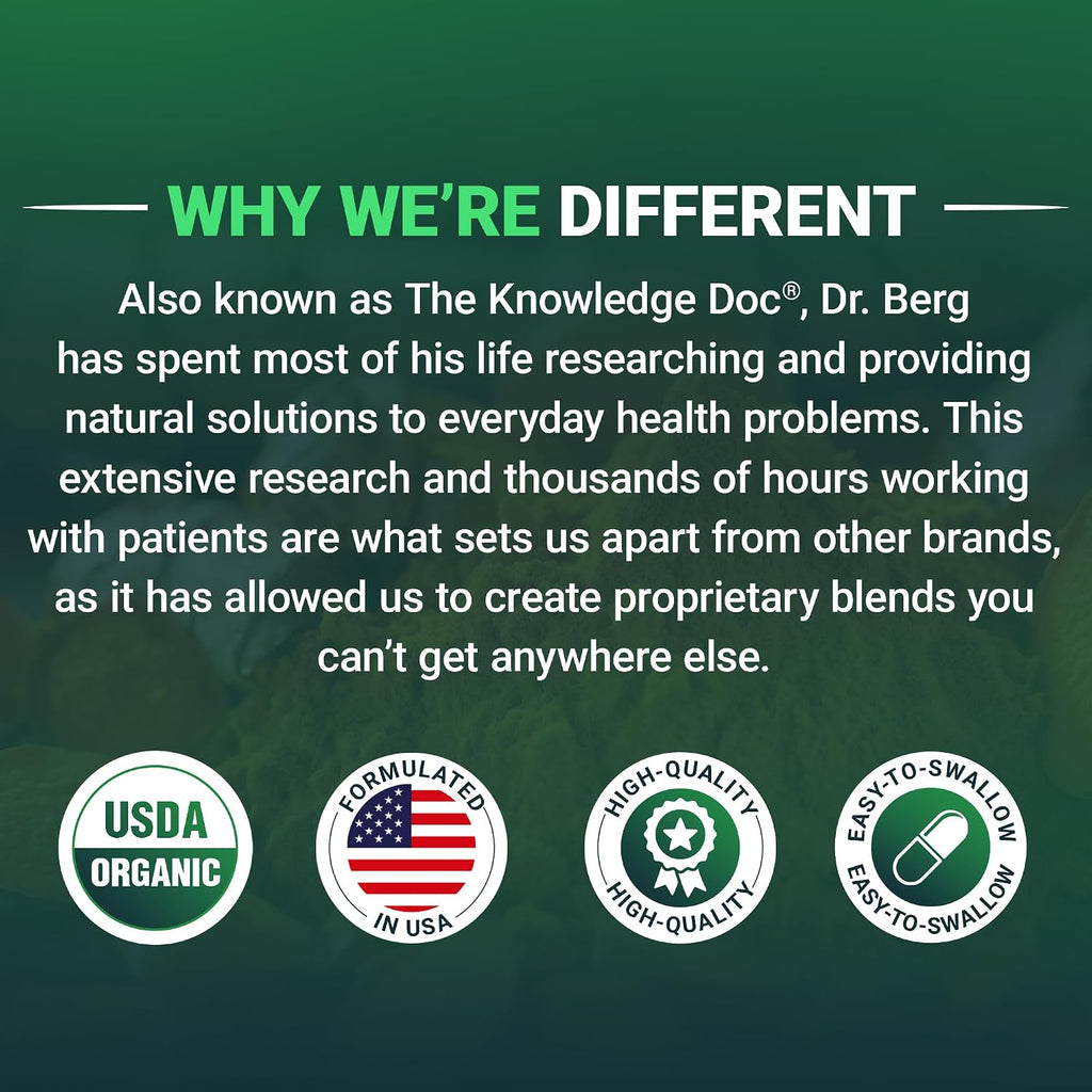 Dr. Berg's Greens Superfood - Comprimidos de Vegetales Crucíferos con 11 Fitonutrientes Orgánicos - 90 Comprimidos