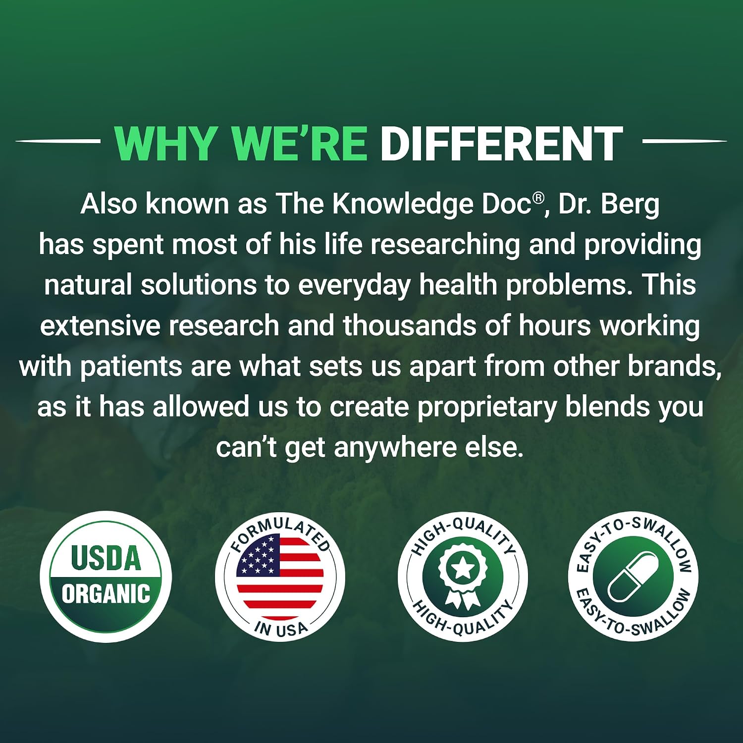 Dr. Berg's Greens Superfood - Comprimidos de Vegetales Crucíferos con 11 Fitonutrientes Orgánicos - 90 Comprimidos
