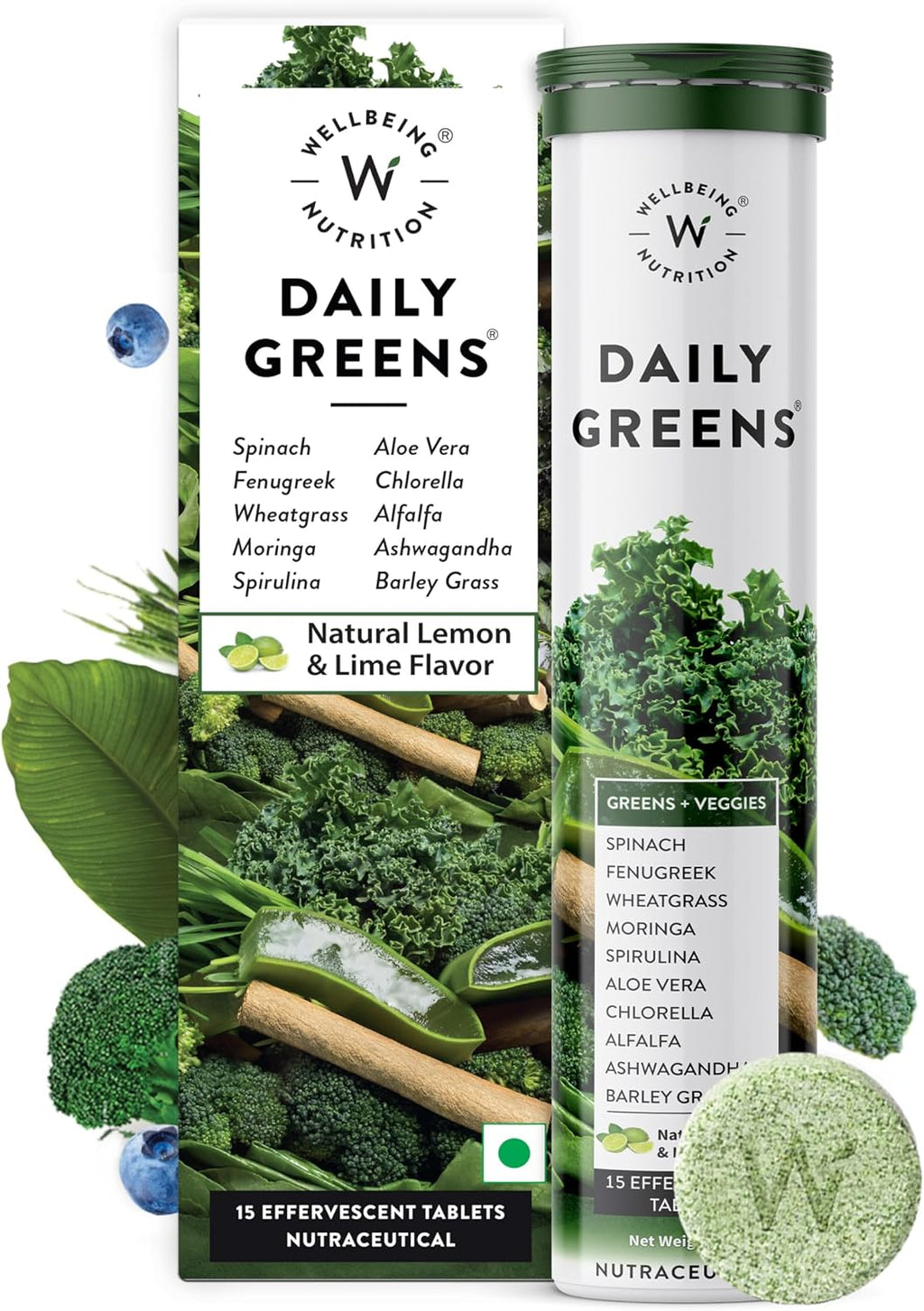 WELLBEING NUTRITION Daily Greens Multivitamínico con 39+ Superalimentos Orgánicos (30 comp.)