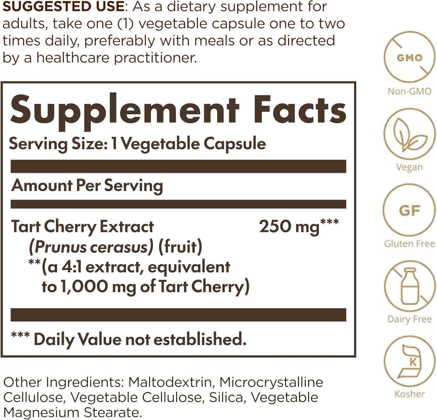Solgar Cereza Ácida 1000 mg, 90 Cápsulas Vegetales