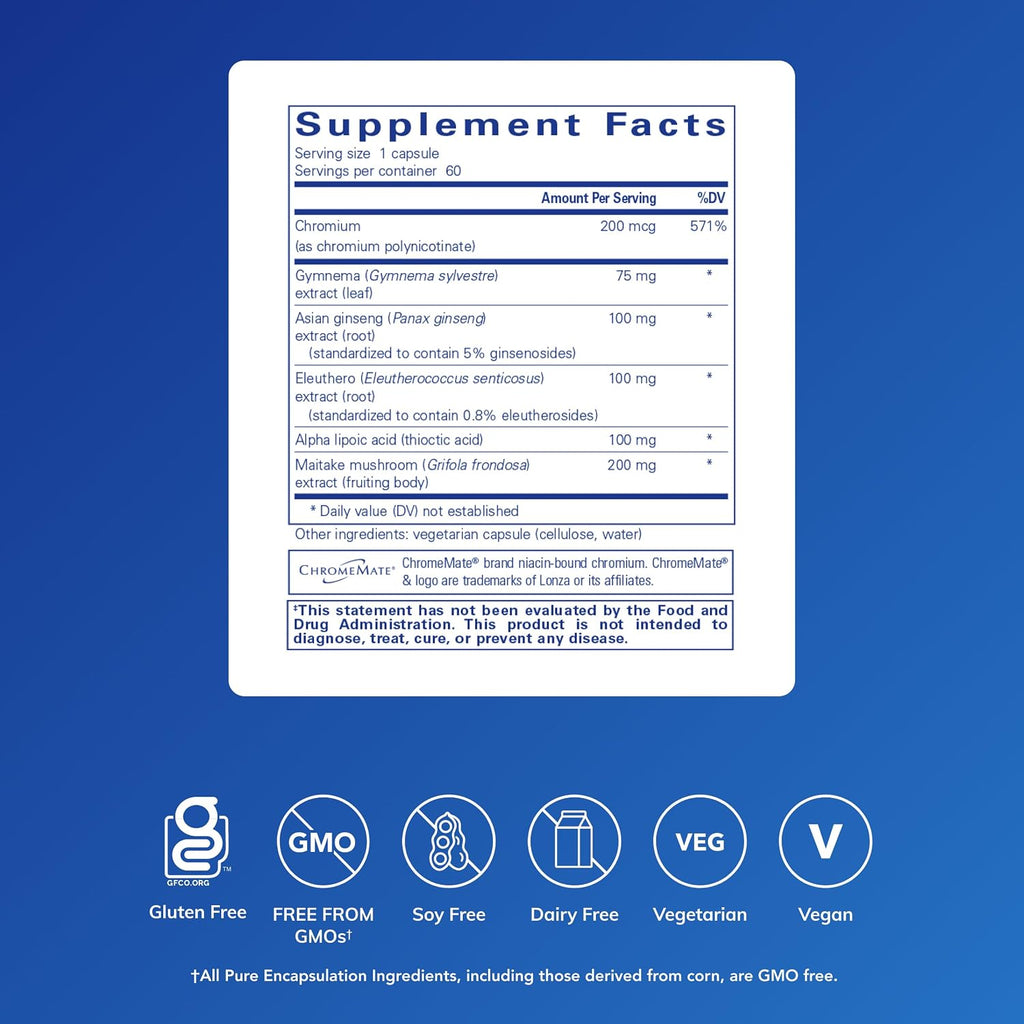 Pure Encapsulations Fórmula de Apoyo a la Glucosa, 60 Cápsulas