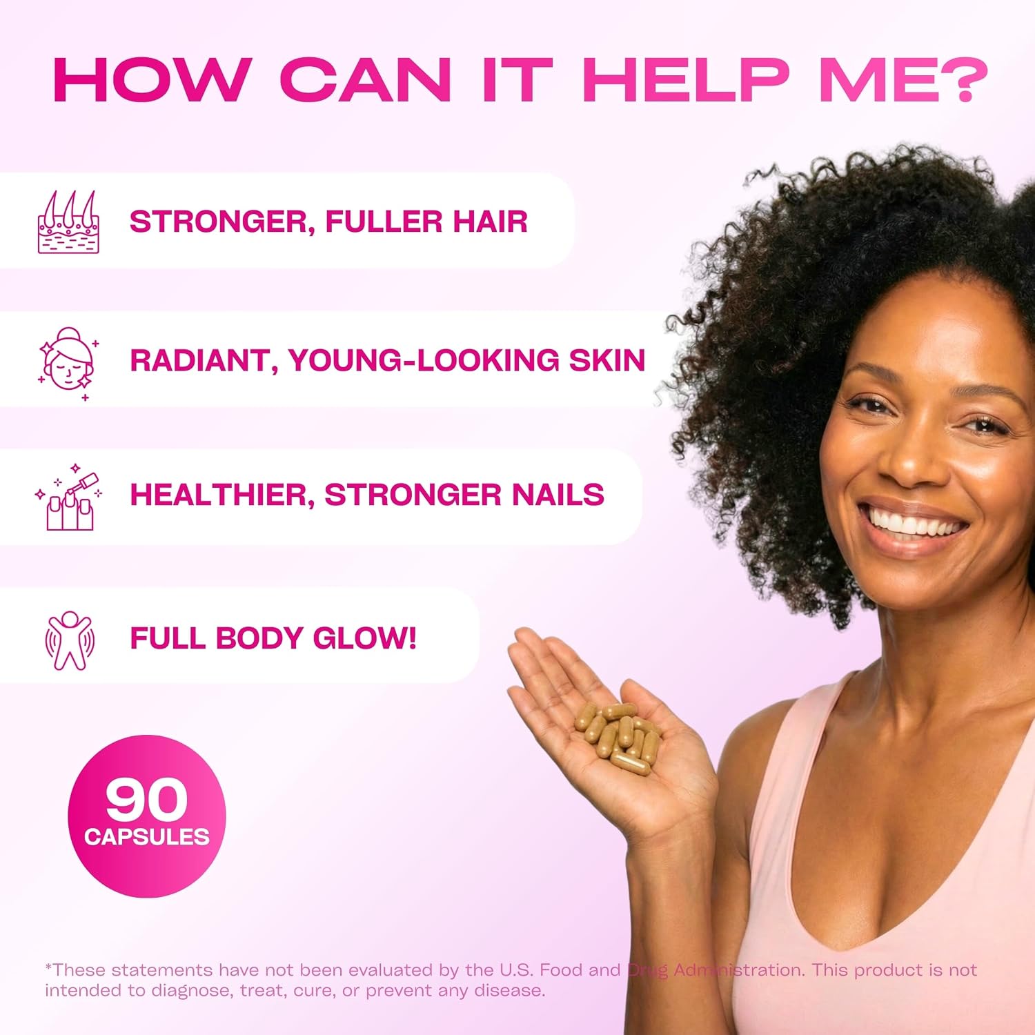 GOBIOTIX GLOW - Vitaminas para Cabello, Piel y Uñas - 180 Cápsulas
