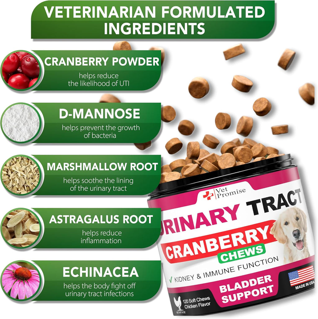 Dog UTI Chews - Masticables de Arándano para Perros - Apoyo Urinario y Vesical