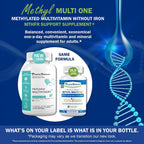 Power By Naturals Methyl Multi One - Multivitamínico Metilado Sin Hierro con 5-MTHF, Metilcobalamina y CoQ10 - 60 Cápsulas
