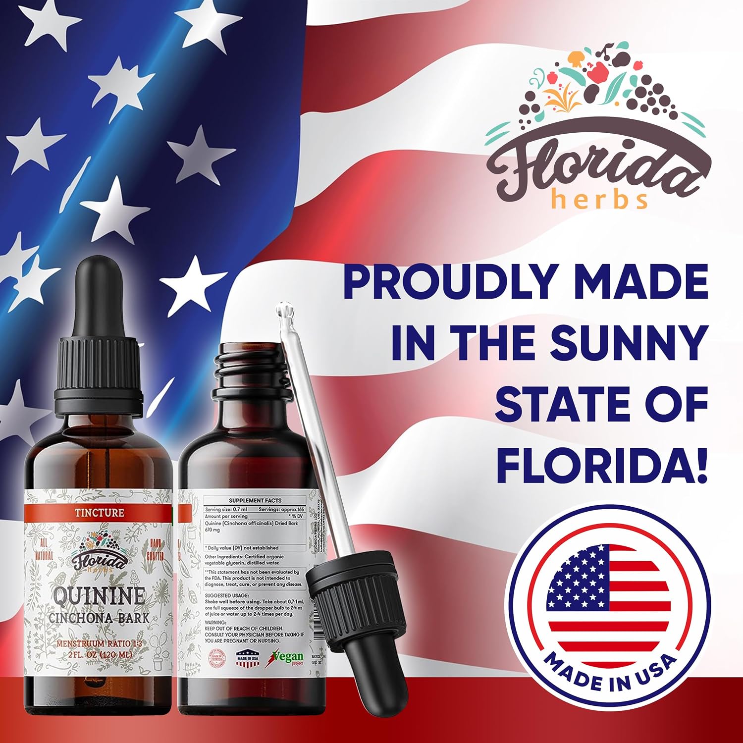 Extracto de Quinina (Cinchona officinalis) Tintura Líquida – 670 mg (60 ml) – FLORIDA HERBS