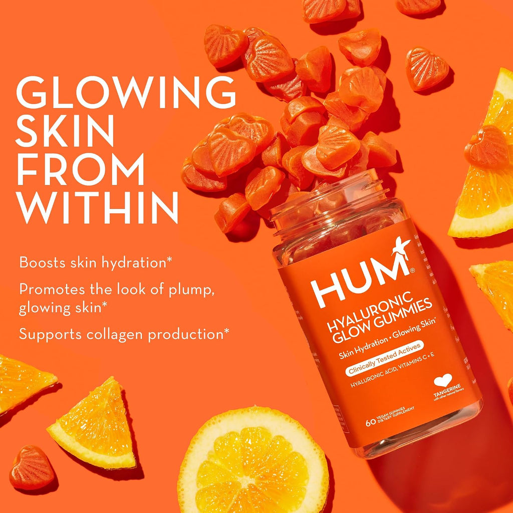HUM Hyaluronic Glow – Gomitas de Ácido Hialurónico con Vitamina C y E, 60 uds