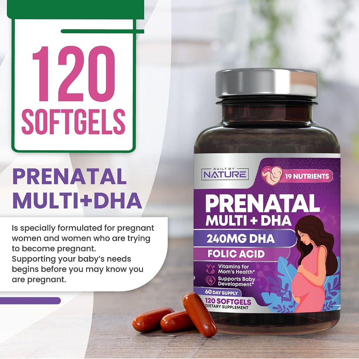Built by Nature Vitaminas Prenatales para – Ácido fólico: Esencial para reducir el riesgo de defectos del tubo – Image 6