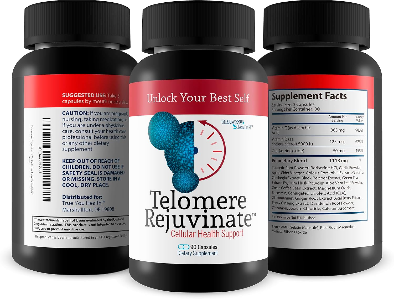 Telomere Rejuvinate - Suplemento de Apoyo Telomérico con NAD+, 60 Cápsulas
