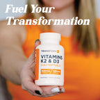 TransformHQ Vitamina K2 (MK7) 100 mcg + Vitamina D3 5000 UI, 120 Cápsulas Blandas - Sin Gluten y No GMO