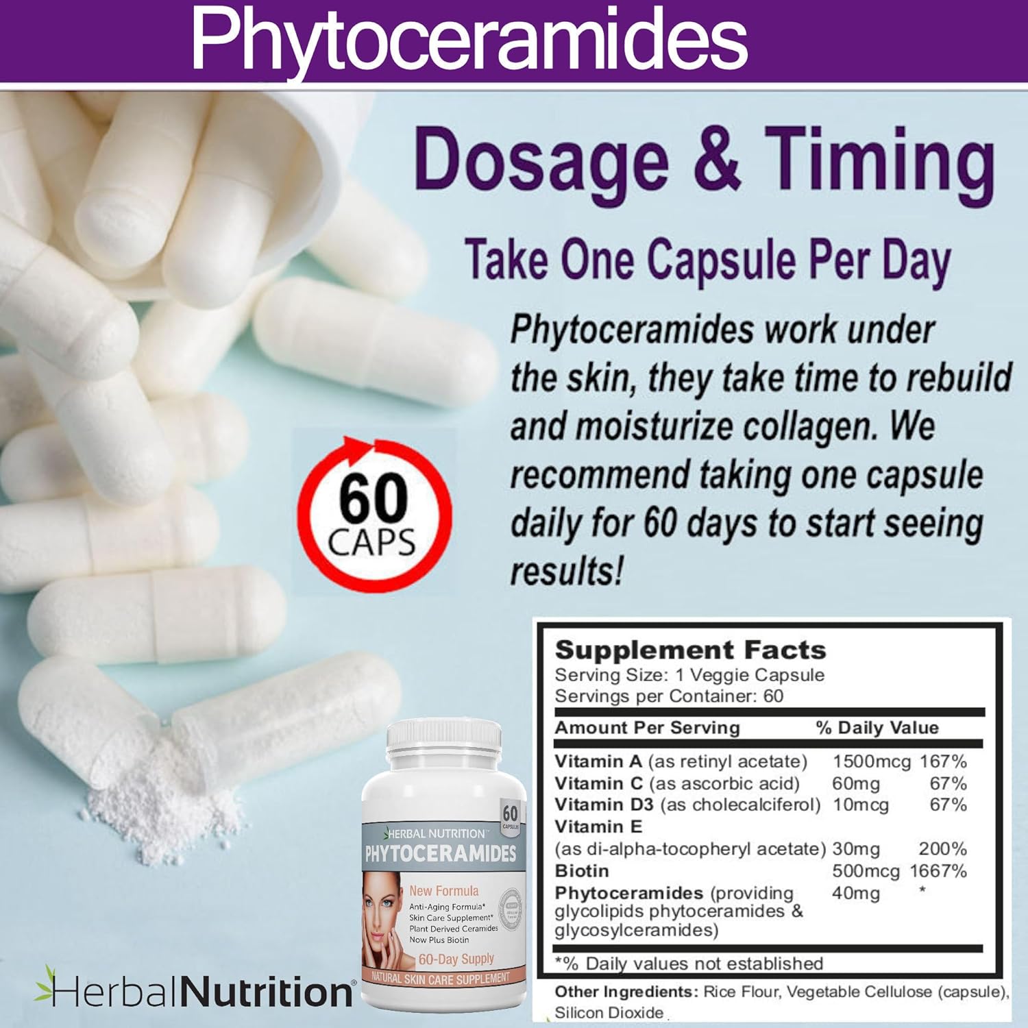 Fitoceramidas Antienvejecimiento para la Piel, 120 Cápsulas