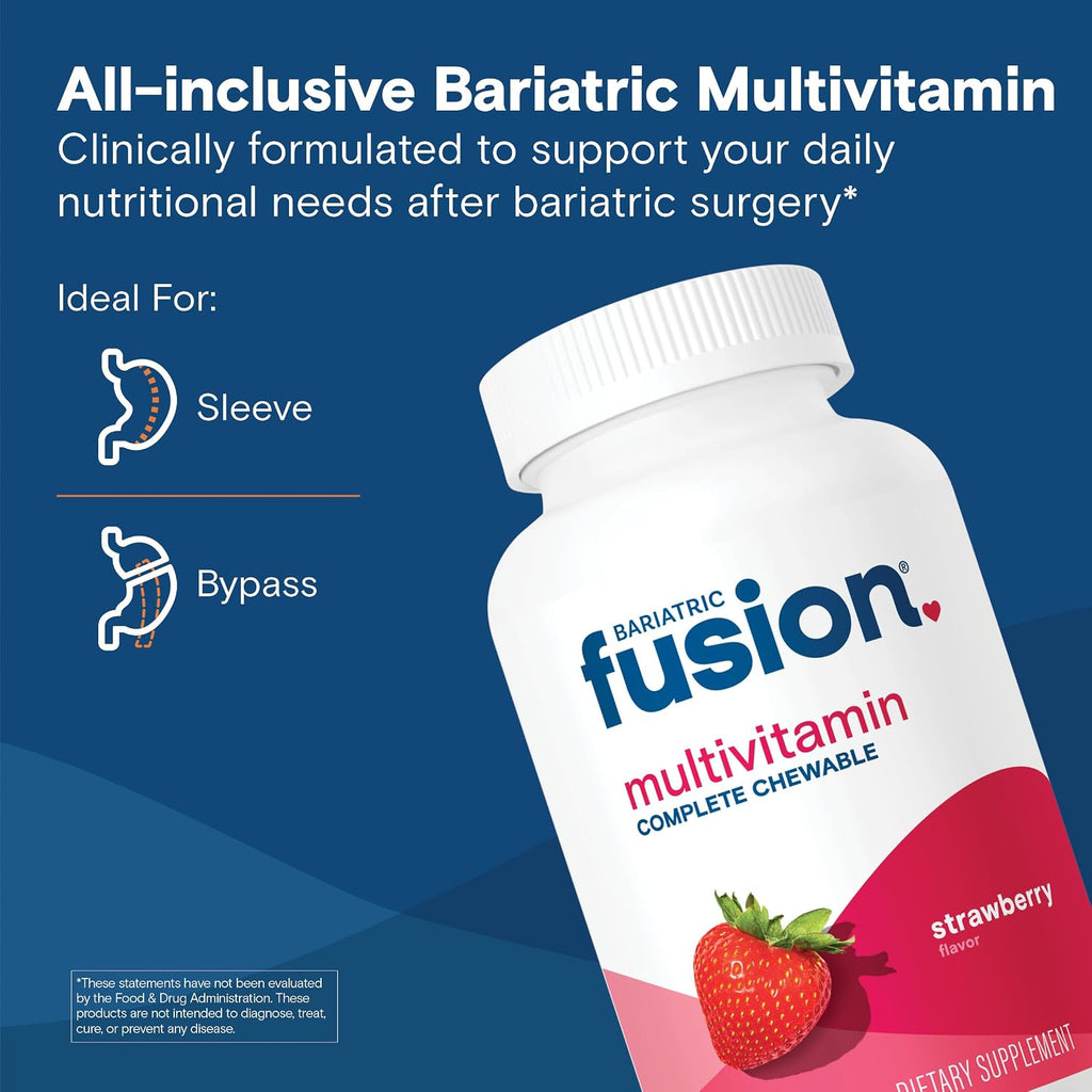 Bariatric Fusion Multivitamínico Bariátrico con Hierro Completo Masticable - Sabor Fresa - 120 Comprimidos