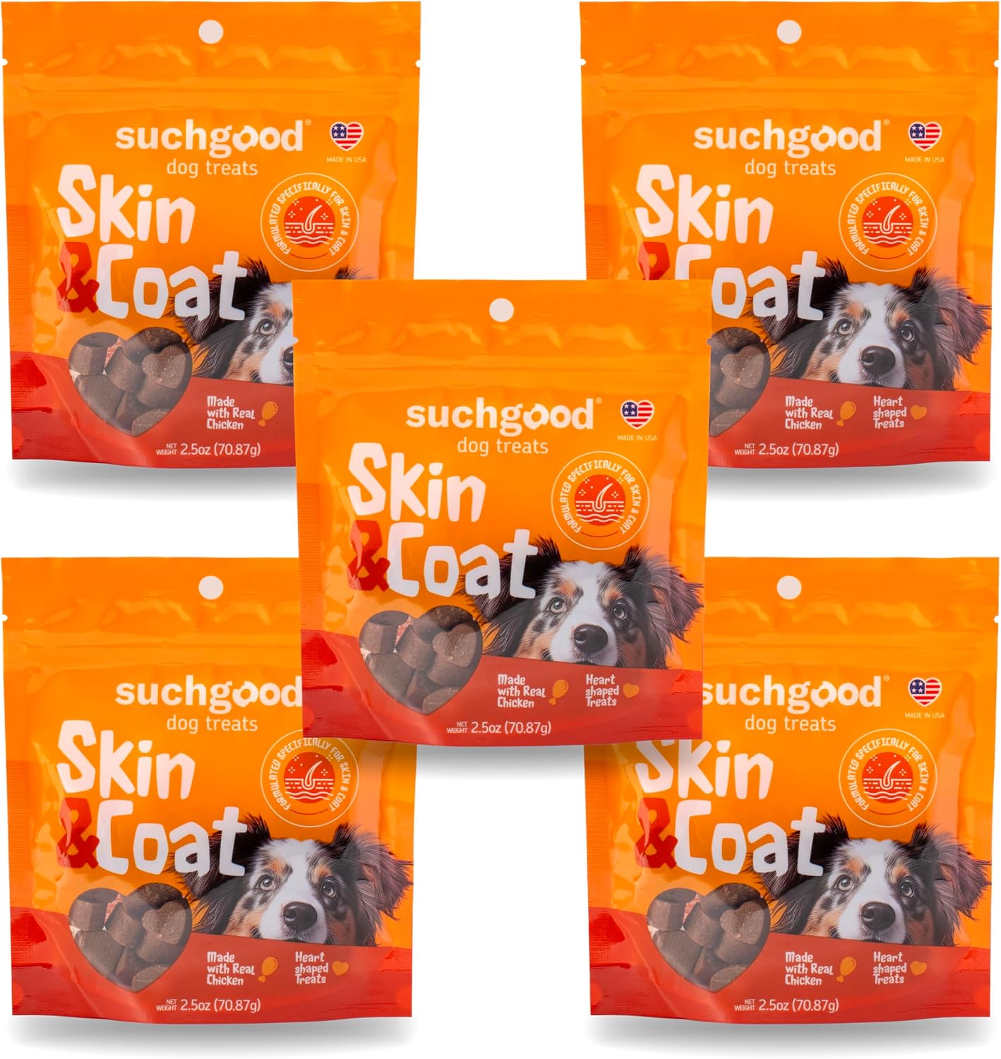 SuchGood Suplemento para la Piel y el Pelaje de Perros - Omega Chews con Aceite de Pescado - 175 Golosinas (Sabor Pollo)