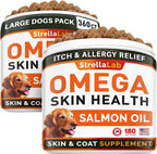 StrellaLab Omega 3 para Perros - 180 Golosinas de Aceite de Pescado - Suplemento para la Piel y el Pelaje - Sabor a Salmón Ahumado